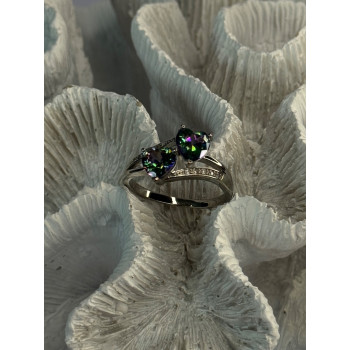 925 Sterling Silver Alexandrite Heart & Beryl Ring Size 10