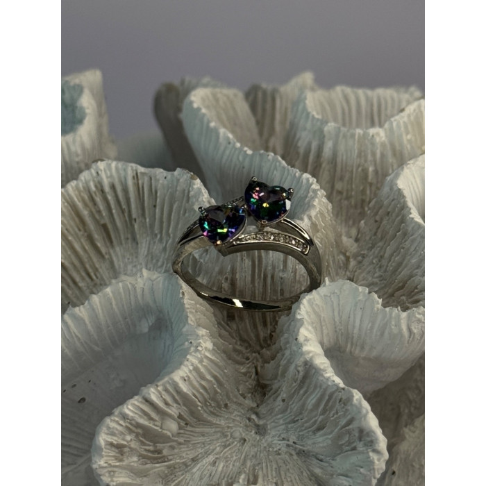 925 Sterling Silver Alexandrite Heart & Beryl Ring Size 10