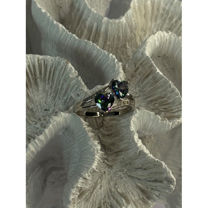 925 Sterling Silver Alexandrite Heart & Beryl Ring Size 10