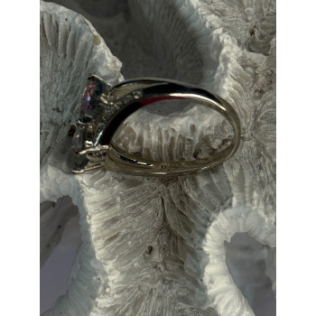925 Sterling Silver Alexandrite Heart & Beryl Ring Size 10