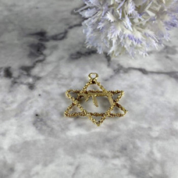 14K Yellow Gold Star OF David Pendant