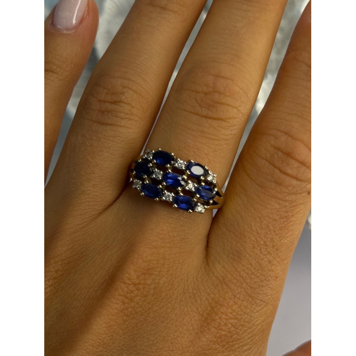 925 Sterling Silver Sapphire & Beryl Ring Size 8