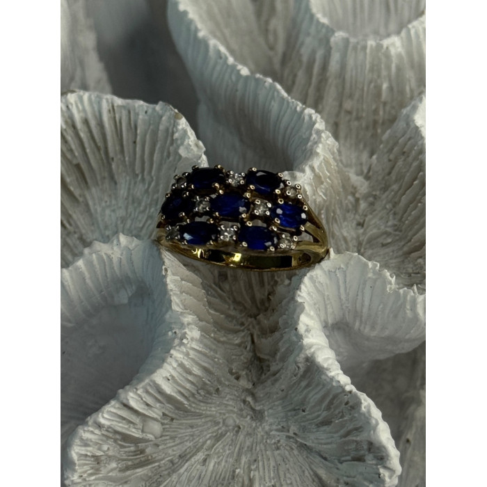 925 Sterling Silver Sapphire & Beryl Ring Size 8