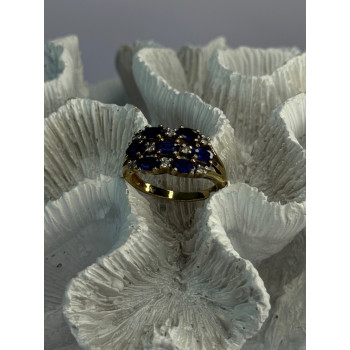 925 Sterling Silver Sapphire & Beryl Ring Size 8