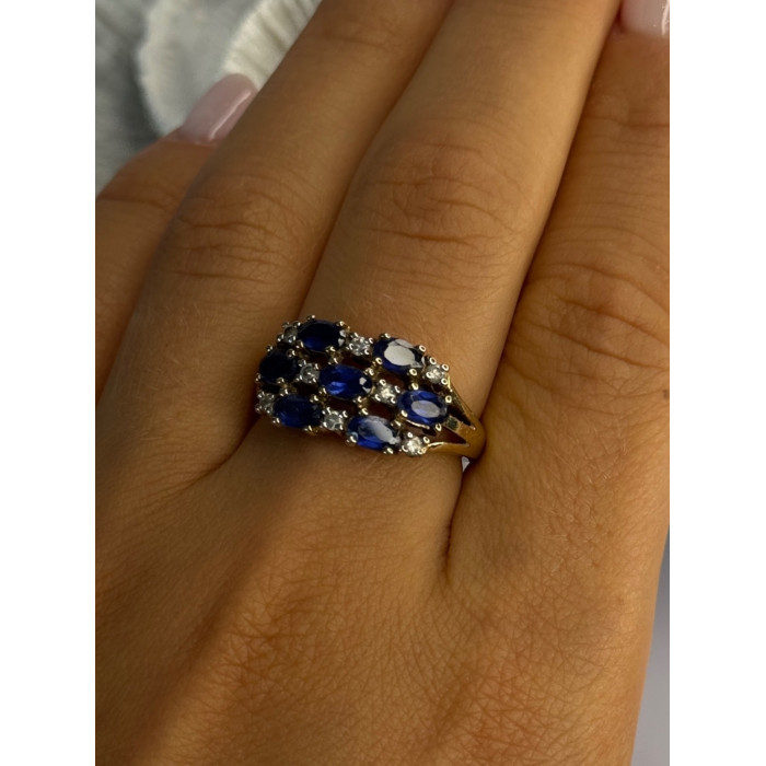 925 Sterling Silver Sapphire & Beryl Ring Size 8