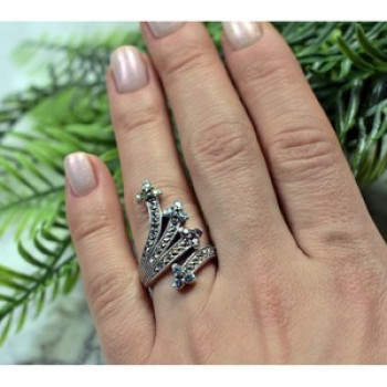 925 Sterling Silver Multi Gemstones Ring Size 7