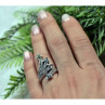 925 Sterling Silver Multi Gemstones Ring Size 7