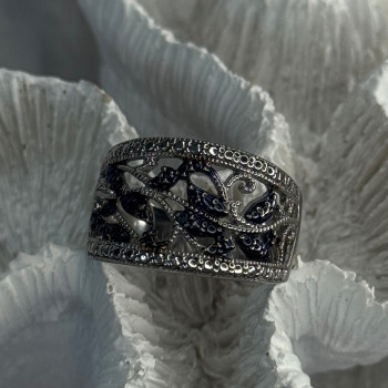 925 Sterling Drop Silver Leaf Design Ring Size 10