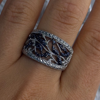 925 Sterling Drop Silver Leaf Design Ring Size 10