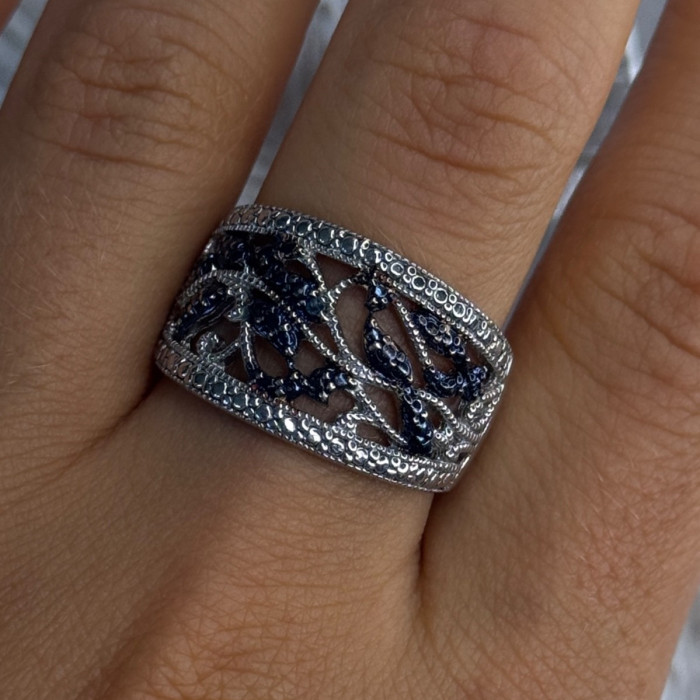925 Sterling Drop Silver Leaf Design Ring Size 10