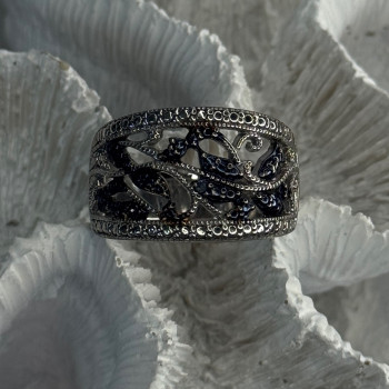 925 Sterling Drop Silver Leaf Design Ring Size 10