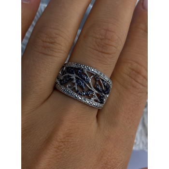 925 Sterling Drop Silver Leaf Design Ring Size 10