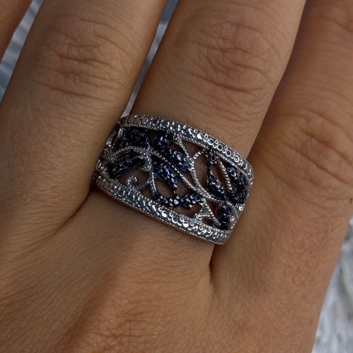 925 Sterling Drop Silver Leaf Design Ring Size 10