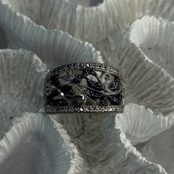 925 Sterling Drop Silver Leaf Design Ring Size 10