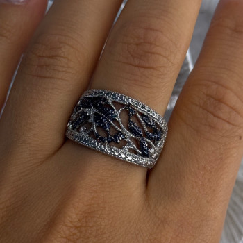 925 Sterling Drop Silver Leaf Design Ring Size 10