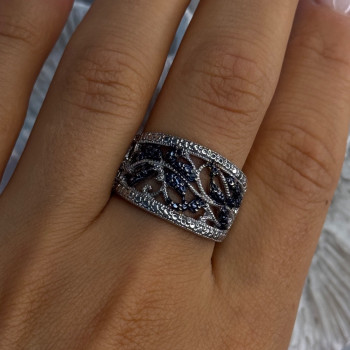 925 Sterling Drop Silver Leaf Design Ring Size 10