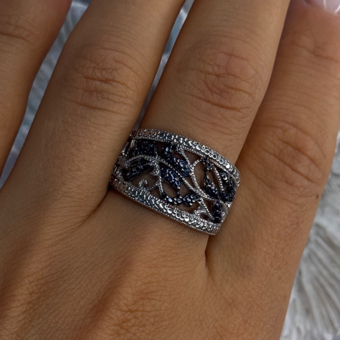 925 Sterling Drop Silver Leaf Design Ring Size 10