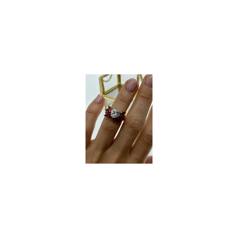 925 Sterling Silver Gold Plated Spinel & CZ 