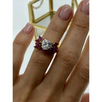 925 Sterling Silver Gold Plated Spinel & CZ 