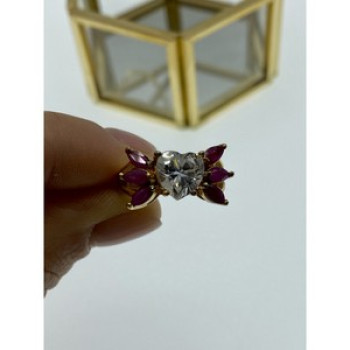 925 Sterling Silver Gold Plated Spinel & CZ 