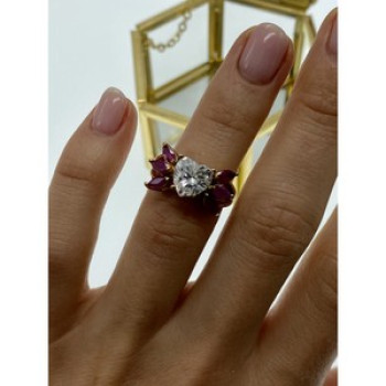 925 Sterling Silver Gold Plated Spinel & CZ 