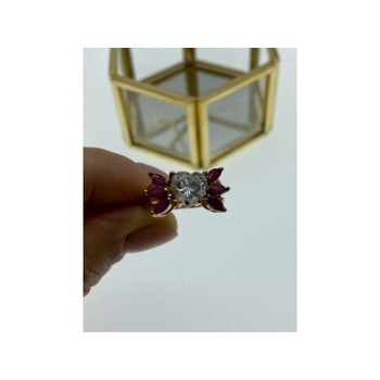 925 Sterling Silver Gold Plated Spinel & CZ 
