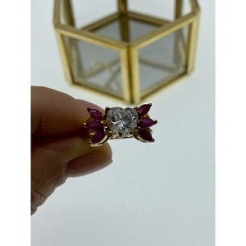 925 Sterling Silver Gold Plated Spinel & CZ 