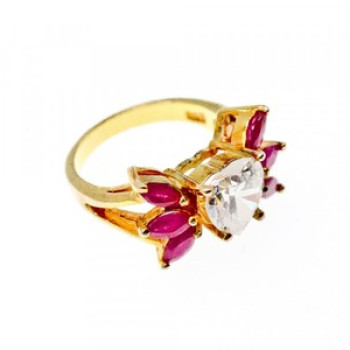 925 Sterling Silver Gold Plated Spinel & CZ 