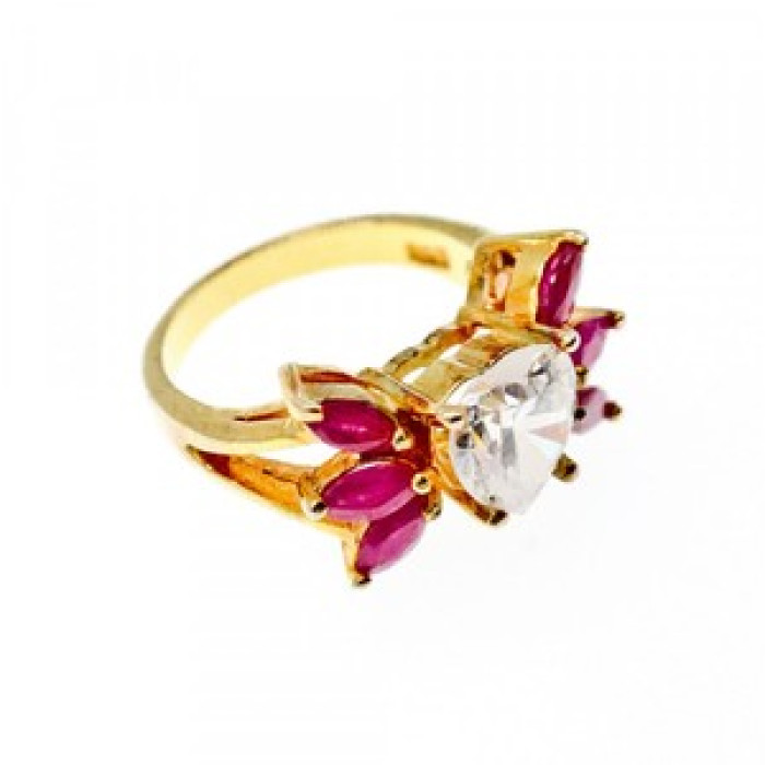 925 Sterling Silver Gold Plated Spinel & CZ 