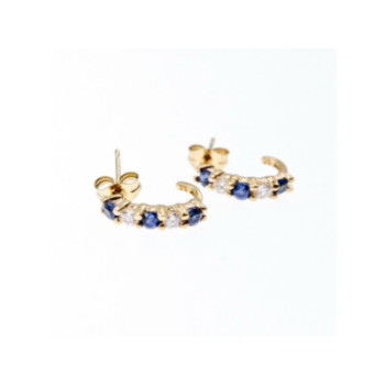 14K YELLOW GOLD SAPPHIRE & BERYL EARRINGS