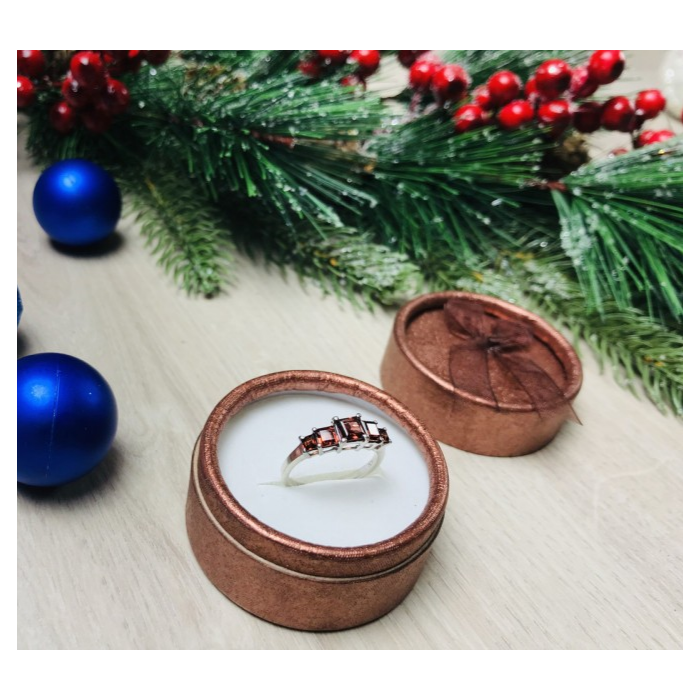 925 Sterling Silver Garnets Ring Size 9