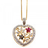 925 Sterling Silver Gold Plated Rubies & Sapphires Chain With Pendant Italy