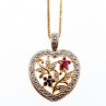 925 Sterling Silver Gold Plated Rubies & Sapphires Chain With Pendant Italy