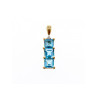 14K YELLOW GOLD BLUE TOPAZ & DIAMOND PENDANT