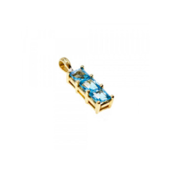 14K YELLOW GOLD BLUE TOPAZ & DIAMOND PENDANT