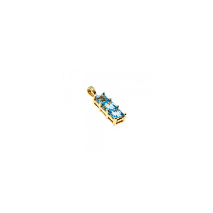 14K YELLOW GOLD BLUE TOPAZ & DIAMOND PENDANT
