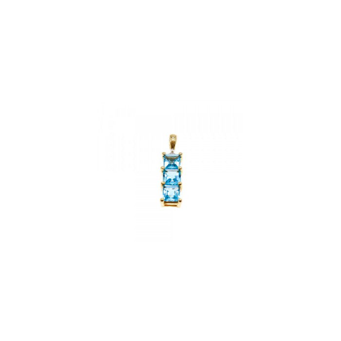 14K YELLOW GOLD BLUE TOPAZ & DIAMOND PENDANT