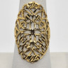 925 Sterling Silver Gold Tone Ornate Shield Ring Size 8