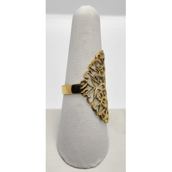 925 Sterling Silver Gold Tone Ornate Shield Ring Size 8