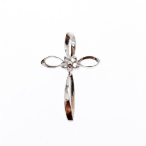 10K White Gold White Sapphires Pendant