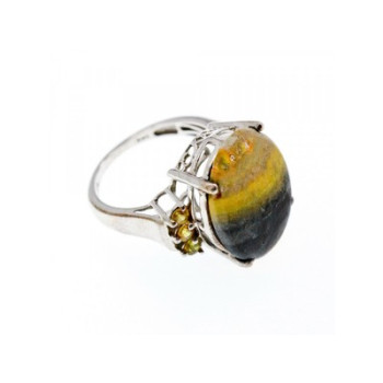 925 Sterling Silver Jasper & Citrine Ring Size 8