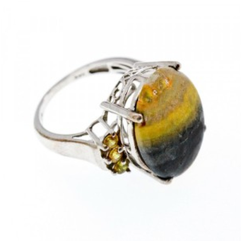 925 Sterling Silver Jasper & Citrine Ring Size 8