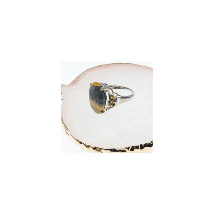 925 Sterling Silver Jasper & Citrine Ring Size 8