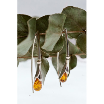 925 Sterling Silver Amber Earrings