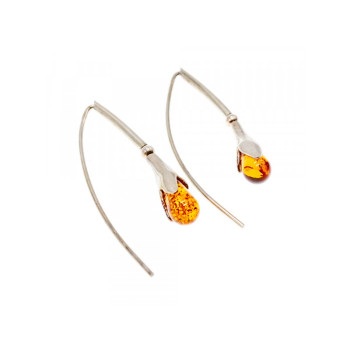 925 Sterling Silver Amber Earrings