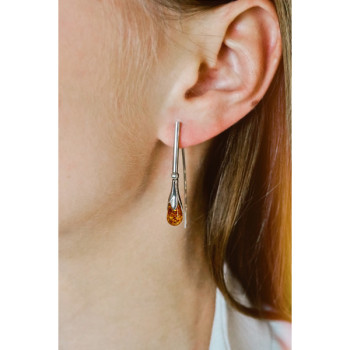 925 Sterling Silver Amber Earrings