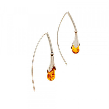 925 Sterling Silver Amber Earrings