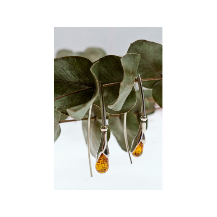 925 Sterling Silver Amber Earrings