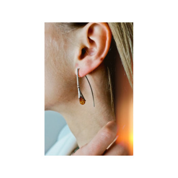 925 Sterling Silver Amber Earrings