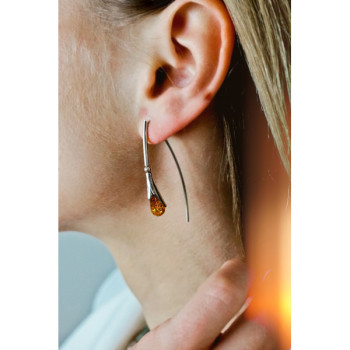 925 Sterling Silver Amber Earrings